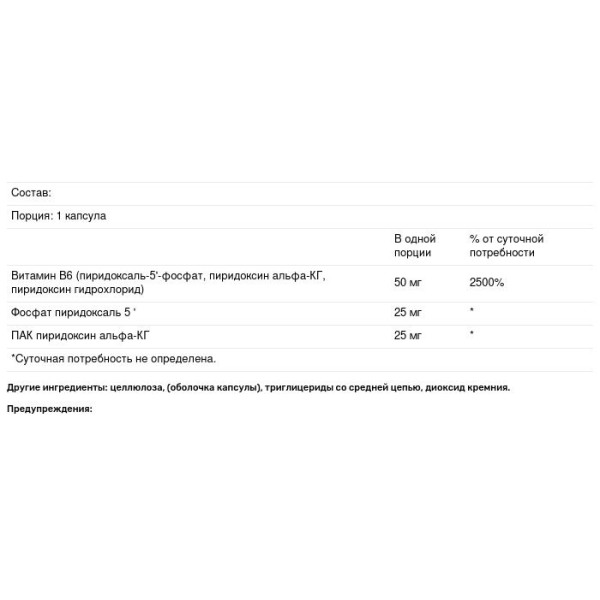 Вітамін В6 (піридоксин), Coenzyme Active B6, Country Life, 30 капсул