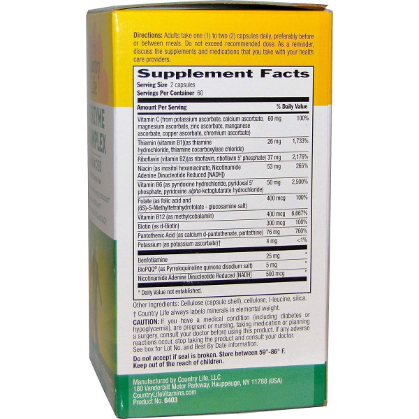 Коензимний B-комплекс, Coenzyme B-Complex, Country Life, 120 капсул