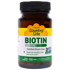 Біотин 1000 мкг, Country Life Biotin, 100 таб.
