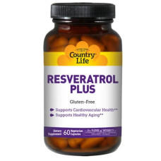 Ресвератрол Плюс, Country Life Resveratrol Plus, 60 капсул