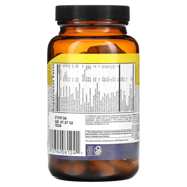 Мультивітаміни для жінок, Multivitamin & Mineral, Country Life, без заліза, 120 капсул