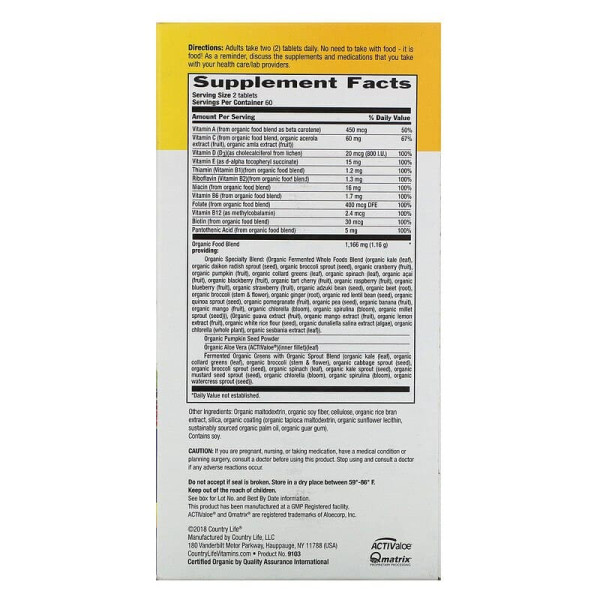 Вітаміни для чоловіків, Men's Daily Nutrition, Country Life, 120 таблеток