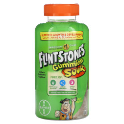 Мультивитамины для детей кислые мармеладки, Children's Multivitamin Sour Gummies Flintstones, 180 жевательных конфет
