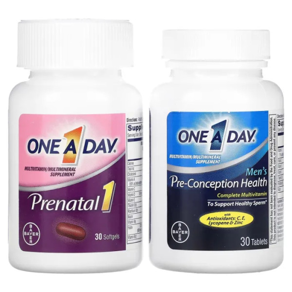 Мультивітаміни та мультимінерали, Pre-Pregnancy Couple's Pack, One-A-Day, набір для пар при підготовці до вагітності, 30 гелевих капсул для жінок, 30 таблеток для чоловіків
