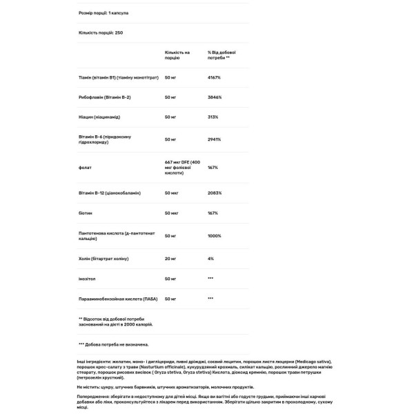 Комплекс вітамінів групи В, B-Complex 50, GNC, 100 капсул