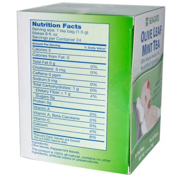 М'ятний чай з оливковим листям, Olive Leaf Mint Tea, Seagate, 24 чайних пакетика, 36 г