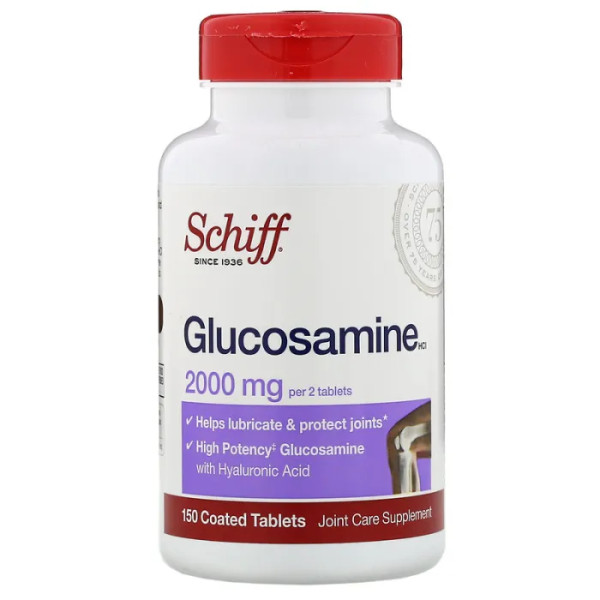 Глюкозамін, Glucosamine HCl, Schiff, 2000 мг, 150 таблеток, покритих оболонкою (1000 мг на таблетку)