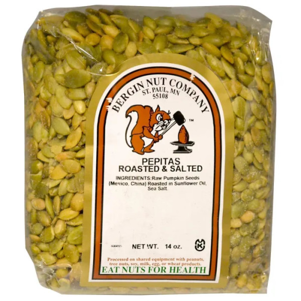 Обсмажене і підсолене гарбузове насіння, Pepitas, Bergin Fruit and Nut Company, 397 г