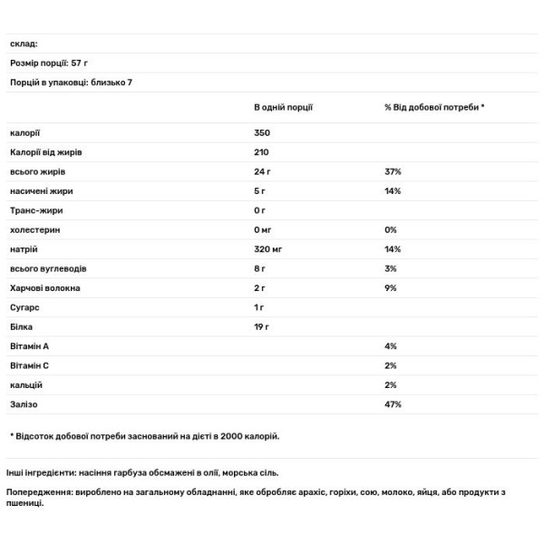 Обсмажене і підсолене гарбузове насіння, Pepitas, Bergin Fruit and Nut Company, 397 г