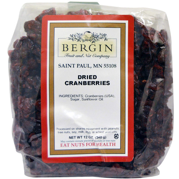 Сушена журавлина, Dried Cranberries, Bergin Fruit and Nut Company, 340 г