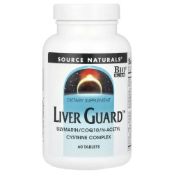 Підтримка печінки, Source Naturals Liver Guard, комплекс силімарин CoQ10 N ацетилцистеїн 60 таблеток