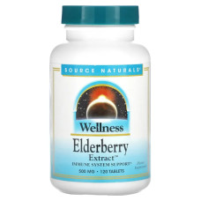 Бузина 166 мг, Source Naturals Wellness Elderberry, екстракт, 120 таблеток