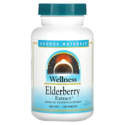 Бузина 166 мг, Source Naturals Wellness Elderberry, екстракт, 120 таблеток