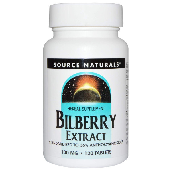 Екстракт чорниці, Bilberry Extract, Source Naturals, 100 мг, 120 таблеток