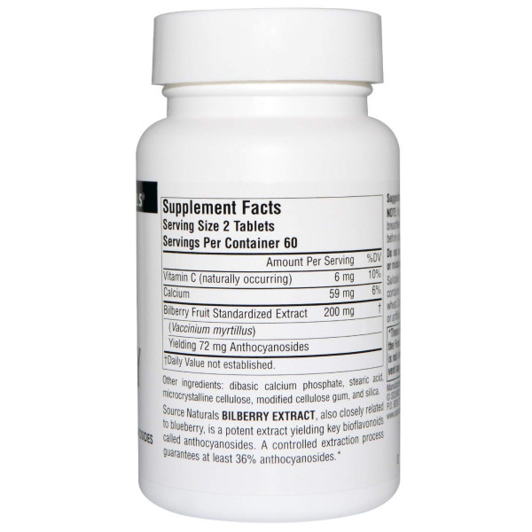 Екстракт чорниці, Bilberry Extract, Source Naturals, 100 мг, 120 таблеток