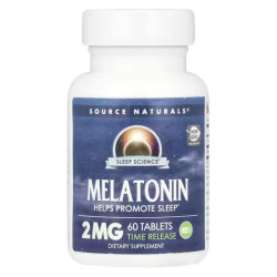 Мелатонін уповільненого вивільнення 2 мг, Source Naturals Melatonin Sleep Science, 60 таблеток