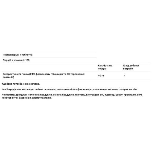 Гінкго білоба - 24, Ginkgo, Source Naturals, 40 мг, 120 таблеток