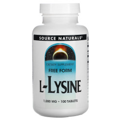 Лизин 1000 мг, Source Naturals L-Lysine, 100 таблеток