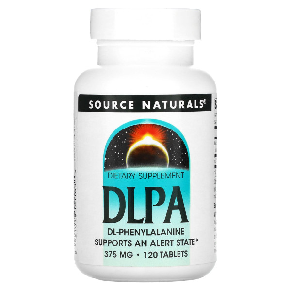 DL-фенілаланін, DLPA, Source Naturals, 375 мг, 120 таблеток.