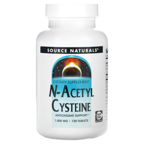 Ацетилцистеїн, N-Acetyl Cysteine, Source Naturals, 1000 мг, 120 таб.