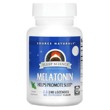 Мелатонін 2,5 мг, Sleep Science Melatonin, жувальні льодяники зі смаком м'яти