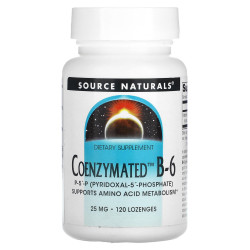 Вітамін В6, Source Naturals Коензимований B-6, коензимний, 25 мг, 120 таблеток