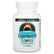 Вітамін В комплекс, Source Naturals Coenzymate B Complex, сублінгвальні льодяники з апельсином, 60 шт.