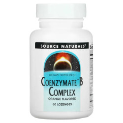 Вітамін В комплекс, Source Naturals Coenzymate B Complex, сублінгвальні льодяники з апельсином, 60 шт.