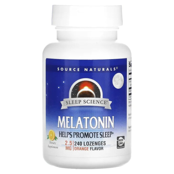 Мелатонін, Melatonin, Source Naturals, апельсин, 2,5 мг, 240 льодяників