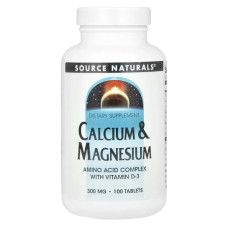 Кальцій та магній 300 мг, Source Naturals Calcium & Magnesium, 100 таблеток