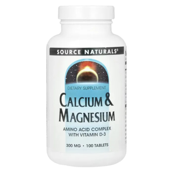 Кальцій та магній, Calcium & Magnesium, Source Naturals, 300 мг, 100 таблеток