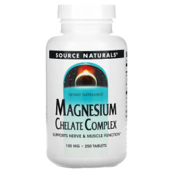 Магній хелат 100мг, Source Naturals Magnesium Chelate, 250 таб.