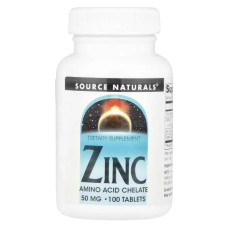 Цинк хелат 50 мг, Source Naturals Zinc, 100 таблеток