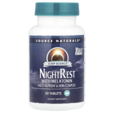 Підтримка сну з мелатоніном, NightRest With Melatonin Source Naturals, 50 таблеток
