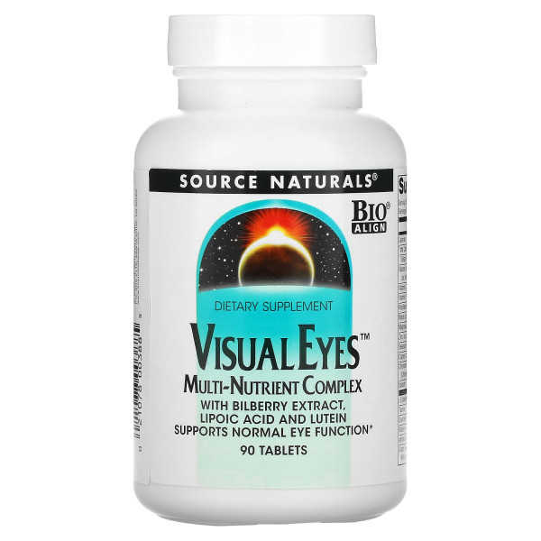 Вітаміни для очей, Visual Eyes, Source Naturals, комплекс, 90 таблеток