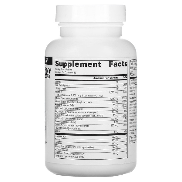 Вітаміни для очей, Visual Eyes, Source Naturals, комплекс, 90 таблеток