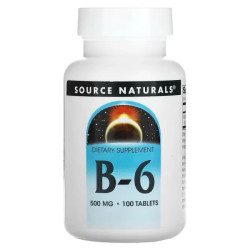 Витамин В6 (пиридоксин), Source Naturals Vitamin B-6, 500 мг, 100 таблеток