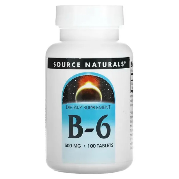 Вітамін В6 (піридоксин), Vitamin B-6, Source Naturals, 500 мг, 100 табл.