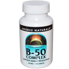 Вітамін В-50, Source Naturals B-vitamins, 50 мг, 100 таблеток