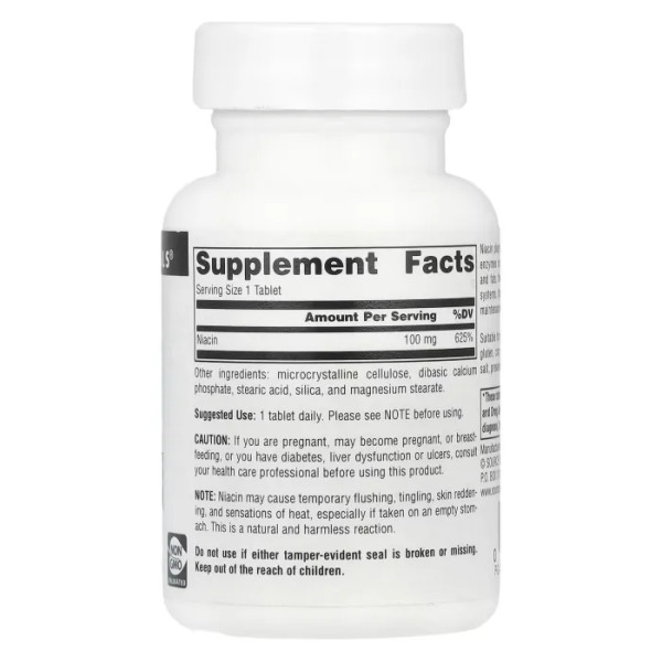 Ніацин, Niacin, Source Naturals, 100 мг, 100 таблеток