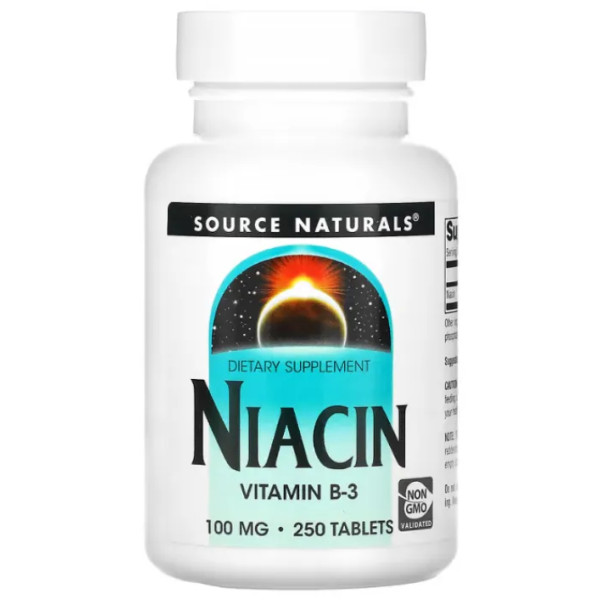 Ніацин, Niacin, Source Naturals, 100 мг, 250 таблеток