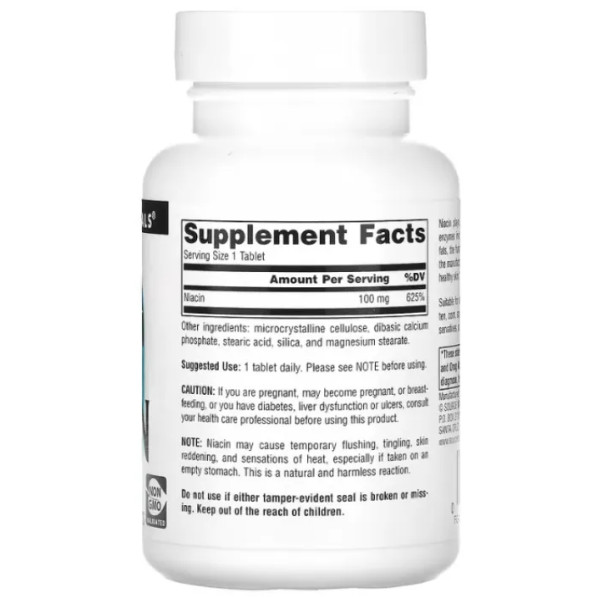 Ніацин, Niacin, Source Naturals, 100 мг, 250 таблеток