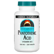 Пантотеновая кислота, Source Naturals Pantothenic Acid (Vitamin B-5), 250 мг, 250 таблеток