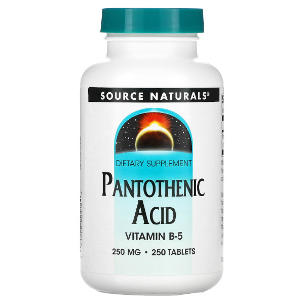 Пантотенова кислота, Pantothenic Acid (Vitamin B-5), Source Naturals, 250 мг, 250 таблеток