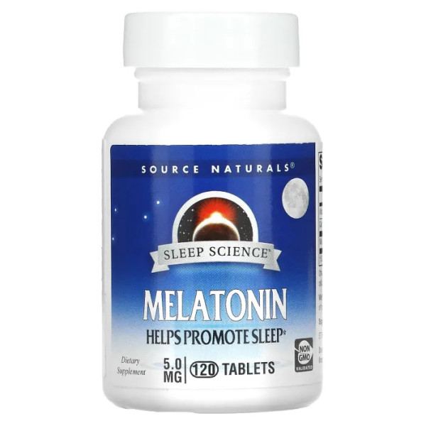 Мелатонін, Melatonin, Source Naturals, 5 мг, 120 таблеток