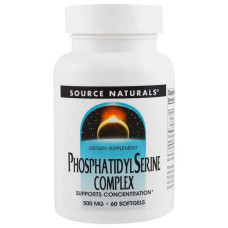 Фосфатидилсерин, Source Naturals Phosphatidylserine, 500 мг, 60 гелевых капсул