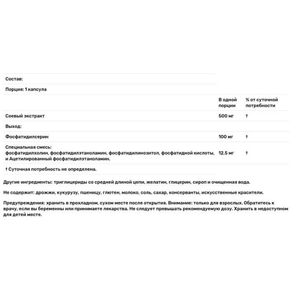 Фосфатидилсерин (Phosphatidylserine), Source Naturals, комплекс, 500 мг, 60 гелевых капсул