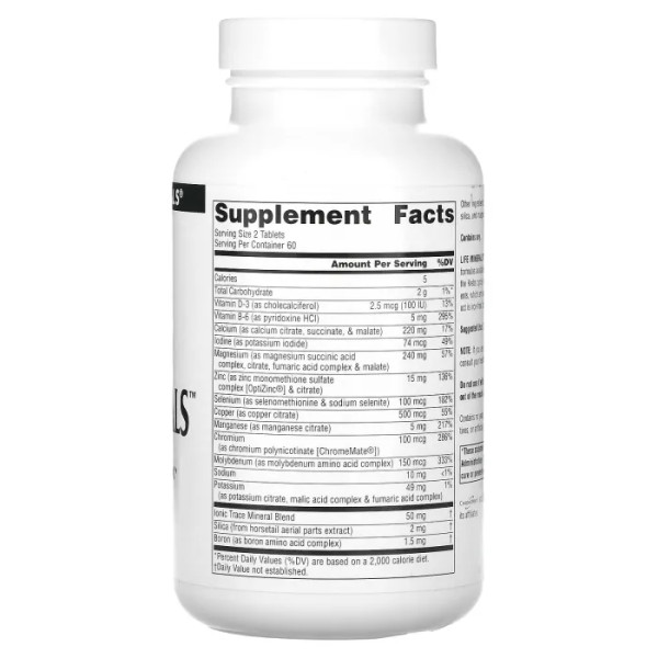 Мультиминералы, Life Minerals, Source Naturals, без железа, 120 таблеток