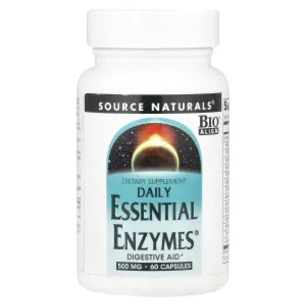Ферменти для травлення, Daily Essential Enzymes, Source Naturals, 500 мг, 60 капсул