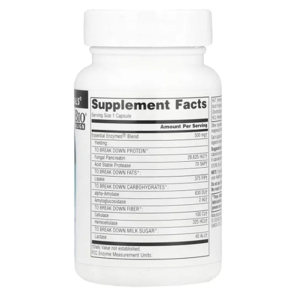 Ферменти для травлення, Daily Essential Enzymes, Source Naturals, 500 мг, 60 капсул